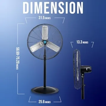 Tornado 30 Inch High Velocity Stationary Non-Oscillating Metal Pedestal Fan Commercial, Industrial Use 3 Speed 8850 CFM 10 FT Cord UL Safety Listed, Black