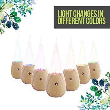 Simply Diffusers EDEN Nebulizing Pure Essential Oil Diffuser with LED Mood Lighting and Hand Blown Glass Reservoir on a Solid Wood Base. Touch Button Technology and Healthy Aromatherapy Air Purifying