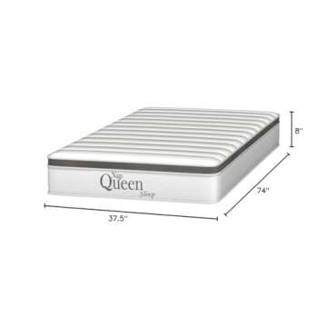 NapQueen 8 Inch Maxima Hybrid Mattress, Twin Size, Cooling Gel Infused Memory Foam and Innerspring M...