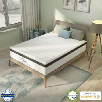 NapQueen 8 Inch Maxima Hybrid Mattress, Twin Size, Cooling Gel Infused Memory Foam and Innerspring Mattress, Bed in a Box,White & Gray