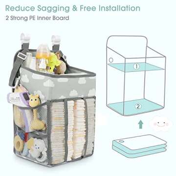 Maliton Hanging Diaper Caddy Organizer - Diaper Stacker for Changing Table, Crib, Playard or Wall & ...
