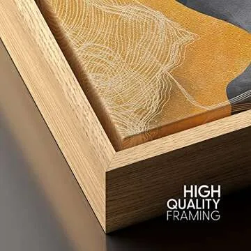 SIGNFORD Framed Canvas Print Wall Art Birds Over Black & Gold Mountains Geometric Shapes Illustrations Modern Art Contemporary Expressive Ultra for Living Room, Bedroom, Office - 16"x24" Natural