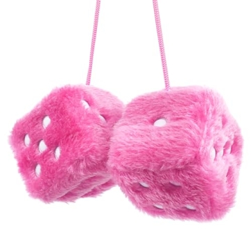 YGMONER Pink Fuzzy Dice for Cars - Retro Plush Decor