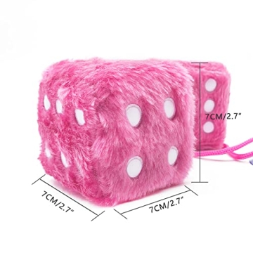 YGMONER Pink Fuzzy Dice for Cars - Retro Plush Decor