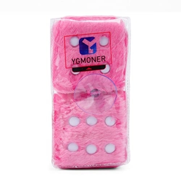 YGMONER Pink Fuzzy Dice for Cars - Retro Plush Decor