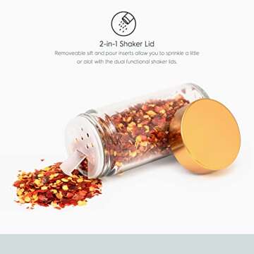 Durable Tafts ROUND Glass Spice Jars Set - 12 Pcs