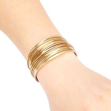 Fesciory Leather Wrap Bracelets for Women, Boho Leopard Multi-Layer Crystal Beads Cuff Bracelet Jewelry (Short gold)