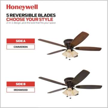 Honeywell Glen Alden Ceiling Fan - 52 Inches, LED, Reversible