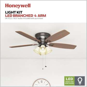 Honeywell Glen Alden Ceiling Fan - 52 Inches, LED, Reversible