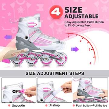Kuxuan Inline Skates Adjustable for Kids - Fun Illuminating Design