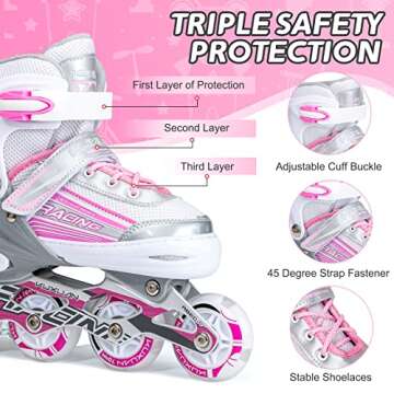 Kuxuan Kids Inline Skates - Adjustable & Light Up Fun