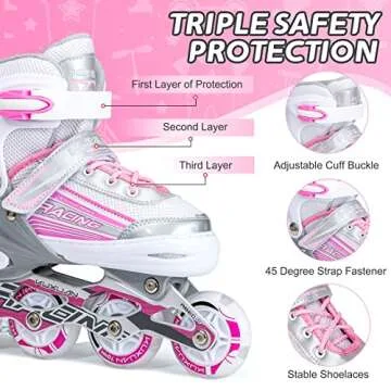 Kuxuan Kids Inline Skates - Adjustable & Light Up Fun