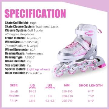 Kuxuan Kids Inline Skates - Adjustable & Light Up Fun