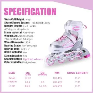 Kuxuan Kids Inline Skates - Adjustable & Light Up Fun