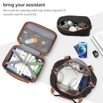 Joyway Carry On Luggage 20 Inch Expandable Suitcase with Spinner Wheel, 4 Piece Hard Shell Luggage Set with TSA Lock(Black brown)