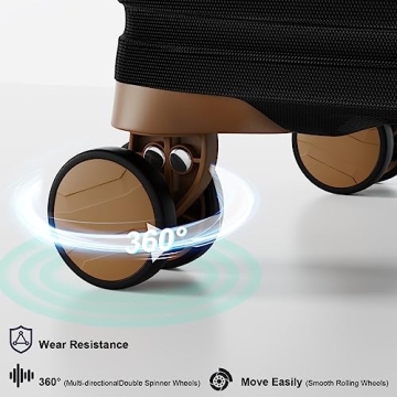 Joyway Carry On Luggage 20 Inch Expandable Suitcase with Spinner Wheel, 4 Piece Hard Shell Luggage Set with TSA Lock(Black brown)