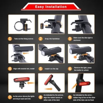 EBUYFIRE Bike Light USB Rechargeable Cycling Light Set