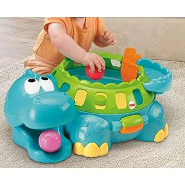 Fisher-Price Baby Crawling Toy, Poppity Pop Musical Dino, Ball Popper Dinosaur with Music & Sounds for Infants Ages 6+ Months
