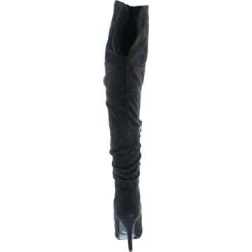Forever Link Focus-33 36 Women's Fashion Stylish Pull On Over Knee High Sexy Boots,Black Suede,9