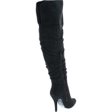 Forever Link Focus-33 36 Women's Fashion Stylish Pull On Over Knee High Sexy Boots,Black Suede,9
