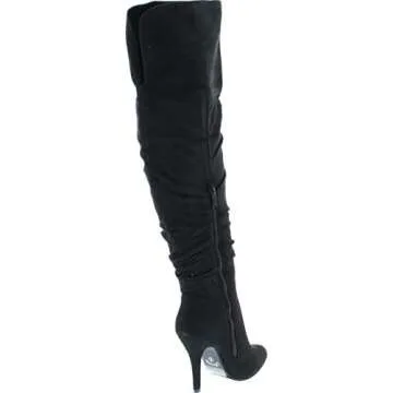 Forever Link Focus-33 36 Women's Fashion Stylish Pull On Over Knee High Sexy Boots,Black Suede,9