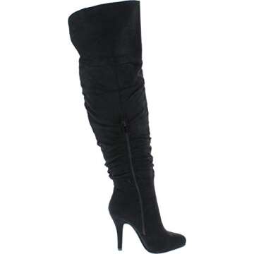 Forever Link Focus-33 36 Women's Fashion Stylish Pull On Over Knee High Sexy Boots,Black Suede,9