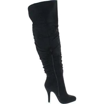 Forever Link Focus-33 36 Women's Fashion Stylish Pull On Over Knee High Sexy Boots,Black Suede,9