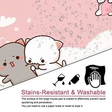 Pink Kawaii Gaming Mouse Pad with Cat Design XXL