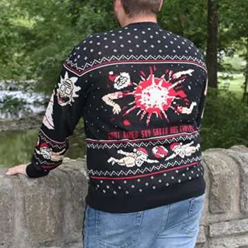Ripple Junction Rick and Morty Adult Christmas Sweater Happy Human Holiday Novelty Sweater for Men and Women 3X-Large