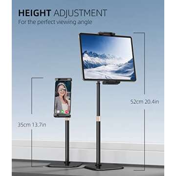 AHK Tablet Stand Holder, Angle Height Adjustable Tablet & Phone Stand for Desk, Thick Case Friendly iPad Holder Stand Compatible with(4.7-12.9") iPad, ipad Pro 12.9, Air Mini 4, iPhone, Kindle, Switch