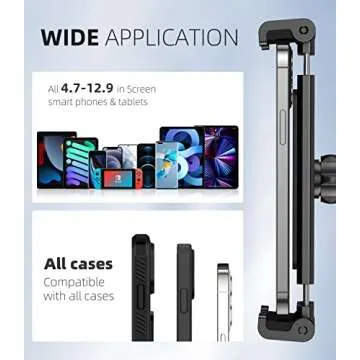 AHK Tablet Stand Holder, Angle Height Adjustable Tablet & Phone Stand for Desk, Thick Case Friendly iPad Holder Stand Compatible with(4.7-12.9") iPad, ipad Pro 12.9, Air Mini 4, iPhone, Kindle, Switch