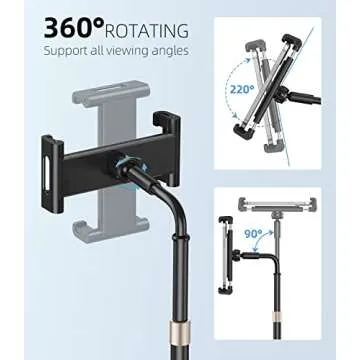 AHK Tablet Stand Holder, Angle Height Adjustable Tablet & Phone Stand for Desk, Thick Case Friendly iPad Holder Stand Compatible with(4.7-12.9") iPad, ipad Pro 12.9, Air Mini 4, iPhone, Kindle, Switch
