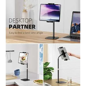AHK Tablet Stand Holder, Angle Height Adjustable Tablet & Phone Stand for Desk, Thick Case Friendly iPad Holder Stand Compatible with(4.7-12.9") iPad, ipad Pro 12.9, Air Mini 4, iPhone, Kindle, Switch