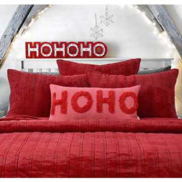 LOOPUINHOM HOHOHO Red Christmas Pillow Covers Christmas Decorations Rectangle Lumbar Waist Throw Pillow Covers for Couch Sofa Bed Living Room 12X24 Inches