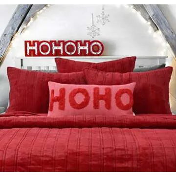 LOOPUINHOM HOHOHO Red Christmas Pillow Covers Christmas Decorations Rectangle Lumbar Waist Throw Pillow Covers for Couch Sofa Bed Living Room 12X24 Inches