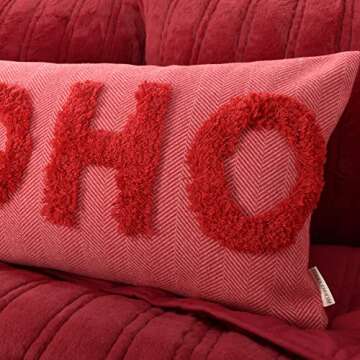 LOOPUINHOM HOHOHO Red Christmas Pillow Covers Christmas Decorations Rectangle Lumbar Waist Throw Pillow Covers for Couch Sofa Bed Living Room 12X24 Inches
