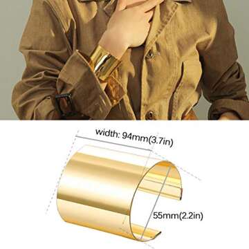 RIOSO 4 Pcs Cuff Bangle Bracelet for Women Open Wide Wire Bracelets Gold Wrist Cuff Wrap Bracelet