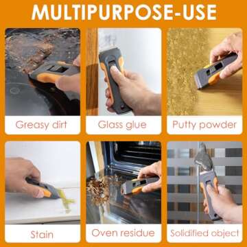 Razor Blade Scraper Tool with 15pcs Extra Blades, Cleaning Razor Scraper for Glass, Glass Top Stove ...