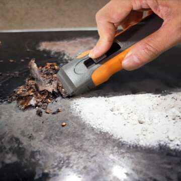 Razor Blade Scraper Tool with 15pcs Extra Blades, Cleaning Razor Scraper for Glass, Glass Top Stove Scraper for Oven Door, Cooktop Scraper, Glass Scraper Cleaning Paint from Glass (Gray)