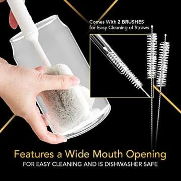 Drinking Glasses Beer Can Glass with Bamboo Lids and Glass Straws, 2 Pack 16 oz Glass Tumbler Can Shaped Glass Cups with Lids and Straws, Iced Coffee Cup, Beer Glasses, Ideal for Water, Soda, Tea,