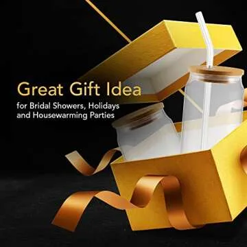 Drinking Glasses Beer Can Glass with Bamboo Lids and Glass Straws, 2 Pack 16 oz Glass Tumbler Can Shaped Glass Cups with Lids and Straws, Iced Coffee Cup, Beer Glasses, Ideal for Water, Soda, Tea,