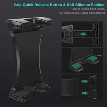 Car Dashboard & Windshield Tablet Mount Holder, 360° Rotation Window Dash Stand for iPad Pro 12.9/11/10.5/9.7/Air/Mini, Samsung Galaxy Tab, 4.7-12.9" Tablets & Phone, TPU Suction Cup Sticky Gel & Pad