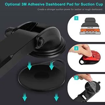 Car Dashboard & Windshield Tablet Mount Holder, 360° Rotation Window Dash Stand for iPad Pro 12.9/11/10.5/9.7/Air/Mini, Samsung Galaxy Tab, 4.7-12.9" Tablets & Phone, TPU Suction Cup Sticky Gel & Pad