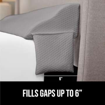 Gorilla Grip Bed Wedge Pillow Headboard Gap Filler, Comfortable Supportive High Density Foam Angled Pillows, Stay in Place Gripping Dots, Support Sleep Wedges Between Mattress, Queen Size Soft Gray