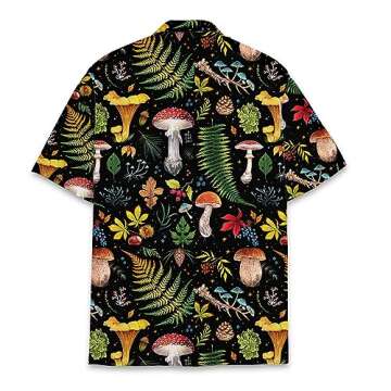 Family Gifts Kingdom Mushroom Hawaiian Shirts for Men - Tropical Mushroom Hawaiian Summer Beach Butt...