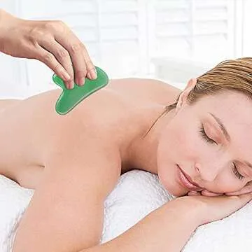 Gua Sha Facial Tool, Gua Sha Scraping Massage Tool, Natural Jade Stone Guasha Board, Jade Gua Sha Scraping Tool (Green)