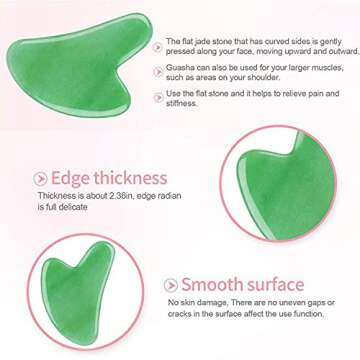 Gua Sha Facial Tool, Gua Sha Scraping Massage Tool, Natural Jade Stone Guasha Board, Jade Gua Sha Scraping Tool (Green)