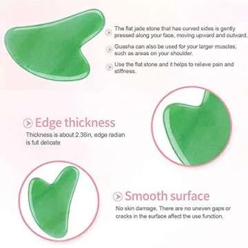 Gua Sha Facial Tool, Gua Sha Scraping Massage Tool, Natural Jade Stone Guasha Board, Jade Gua Sha Scraping Tool (Green)