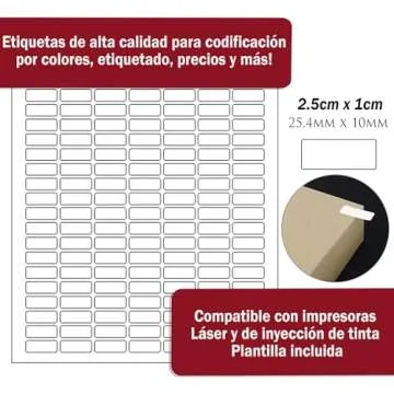 White Rectangular Labels + Bonus Color Labels - Value Pack - White Coding Labels Produce Excellent Results with Standard Laser Printer-Template Included! 1138 Pack