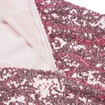 IWEMEK Women's 3/4 Half Sleeve Sexy Deep V Neck Shiny Sequin Cocktail Glitter Bandage Bodycon Dress Short Stretchy Sparkly Pencil Wedding Bridesmaid Club Mini Party Dress Evening Prom Clubwear Pink S